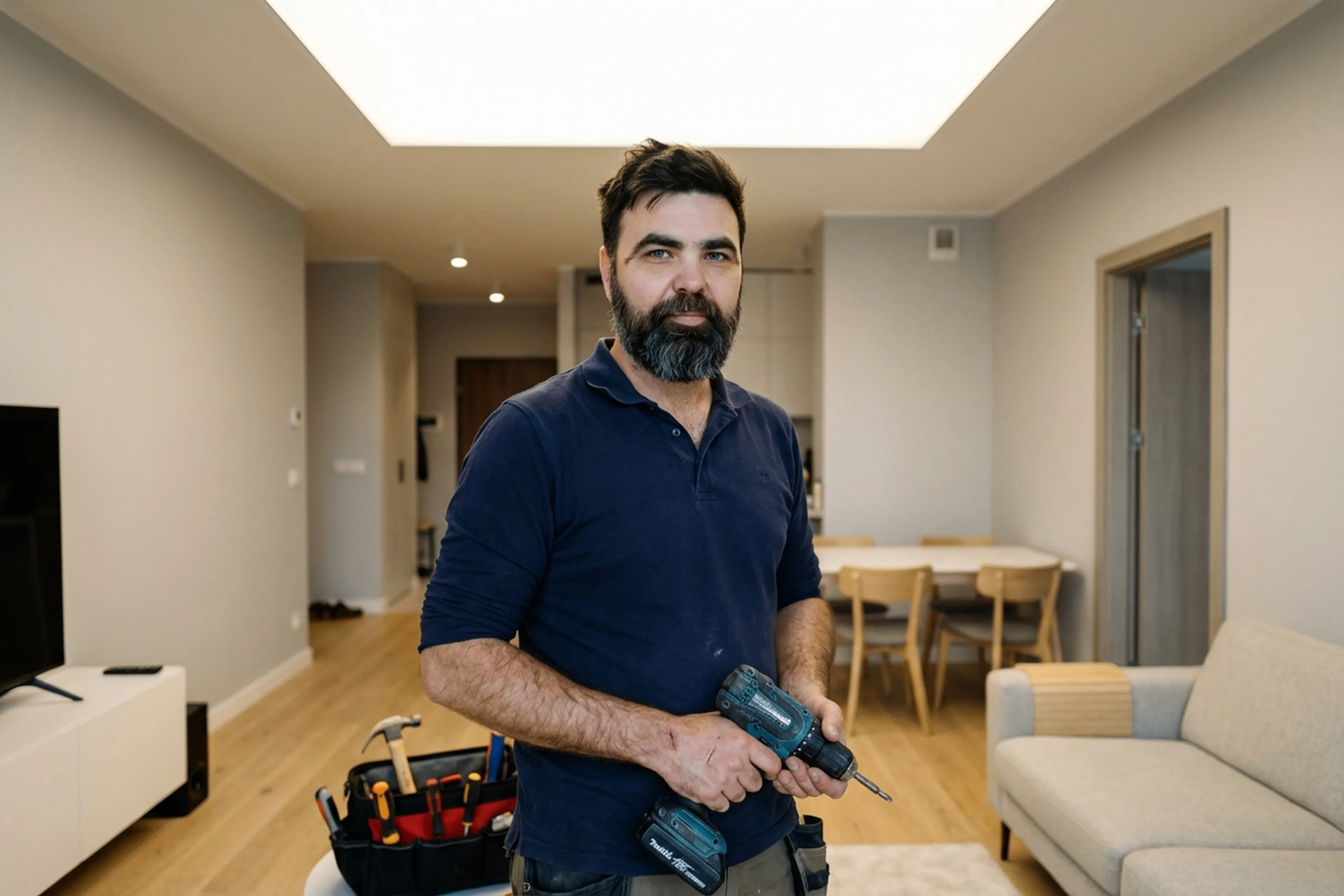 Заміна освітлення у Варшаві: майстер HandyMan24 за роботою