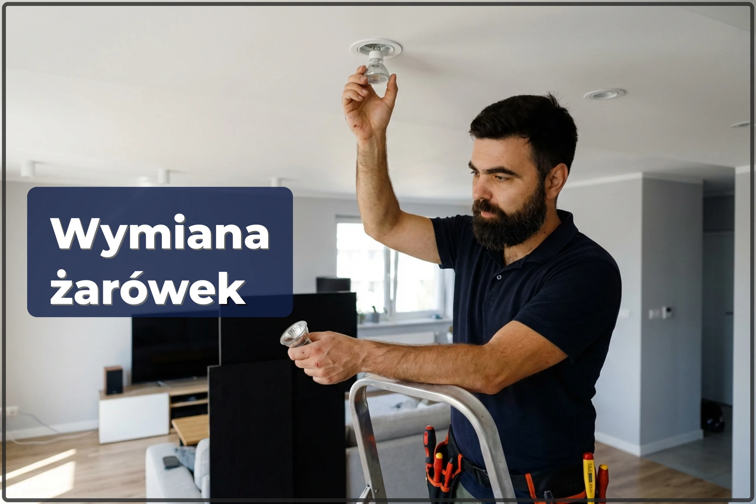 Wymiana żarówek i halogenów w Warszawie — szybko, bezpiecznie, na wysokości — HandyMan24 Warszawa