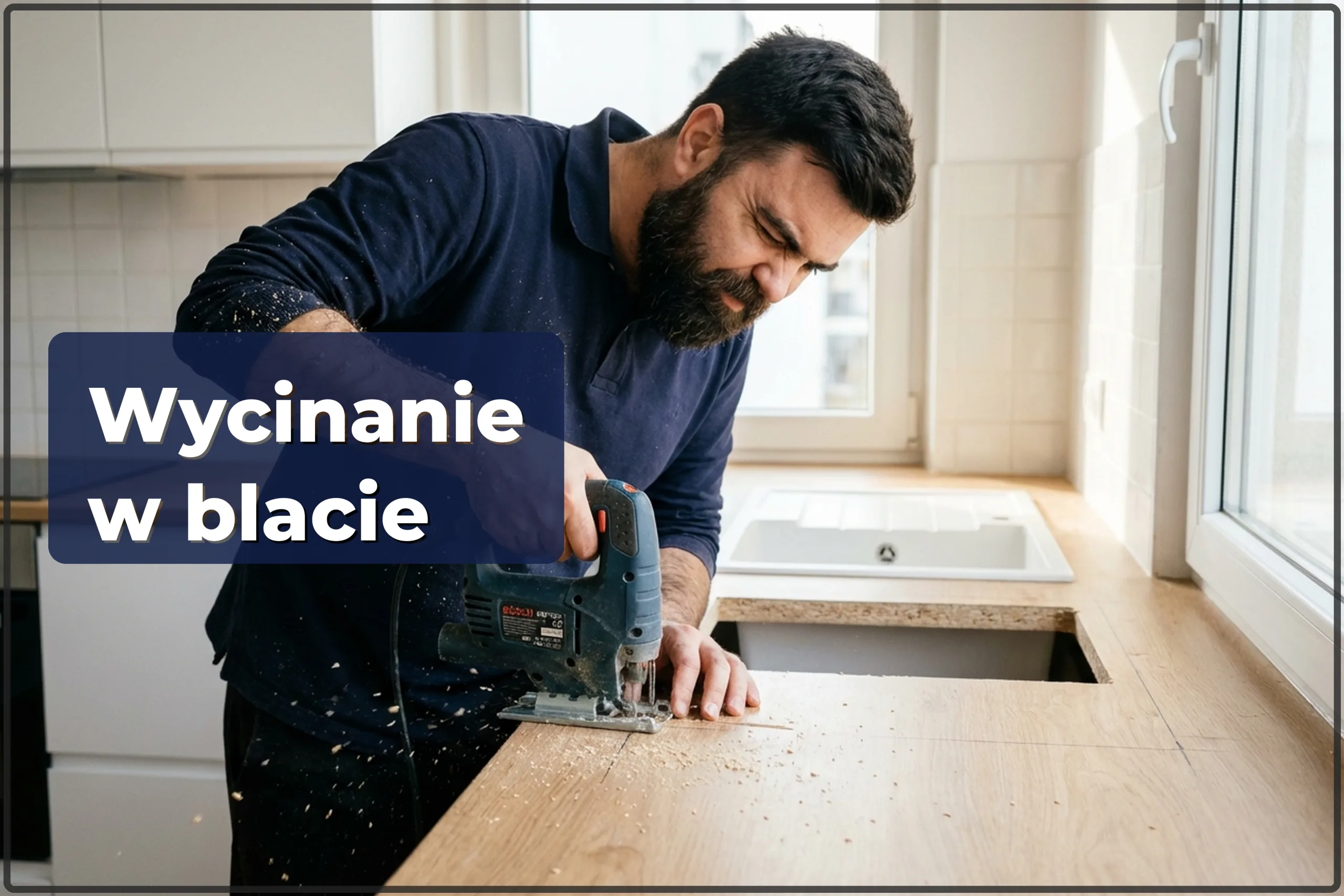 Wycinanie otworu w blacie w Warszawie — pod zlewozmywak i płytę — HandyMan24 Warszawa