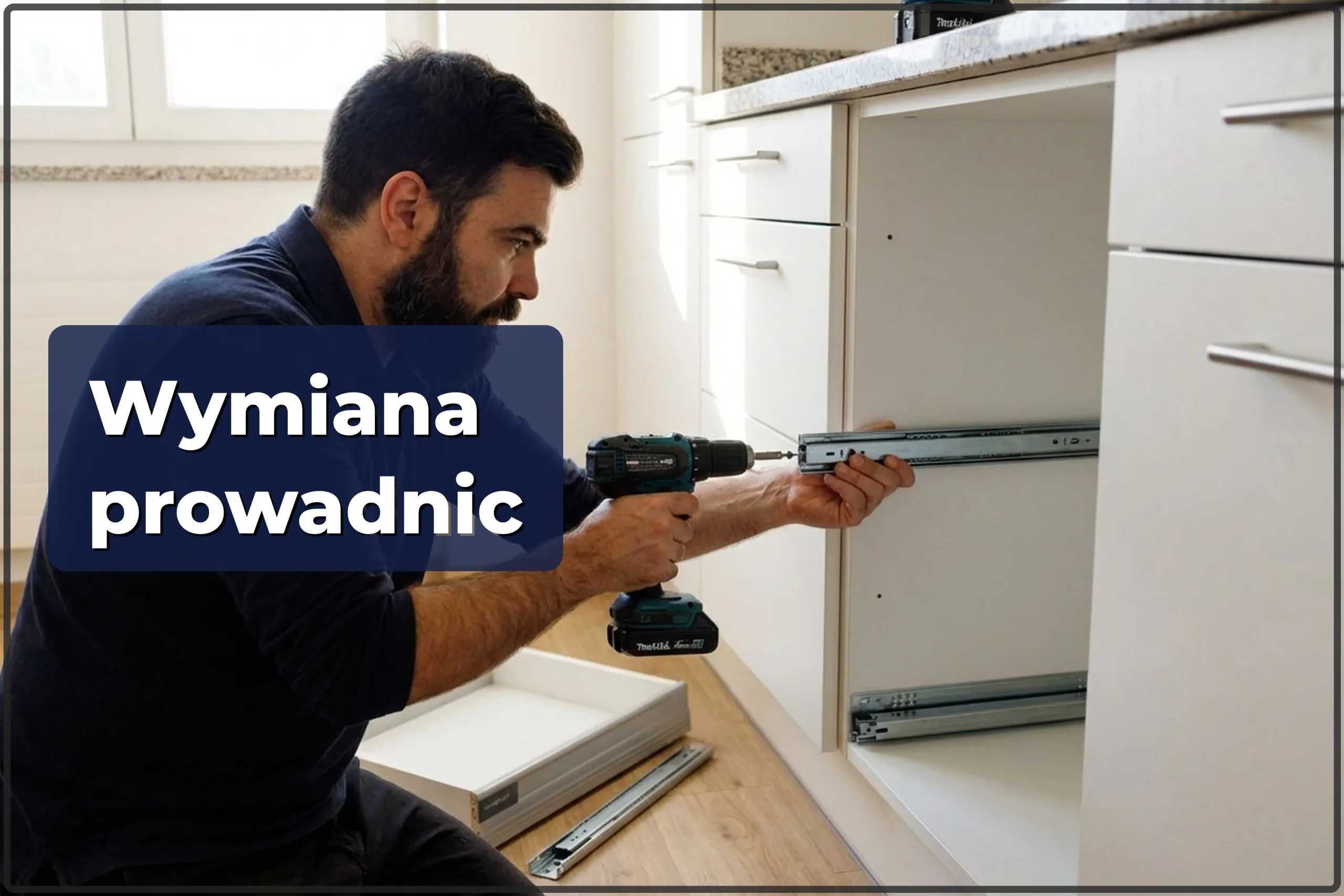 Wymiana prowadnic szuflad w Warszawie — naprawa zamiast wymiany mebli — HandyMan24 Warszawa