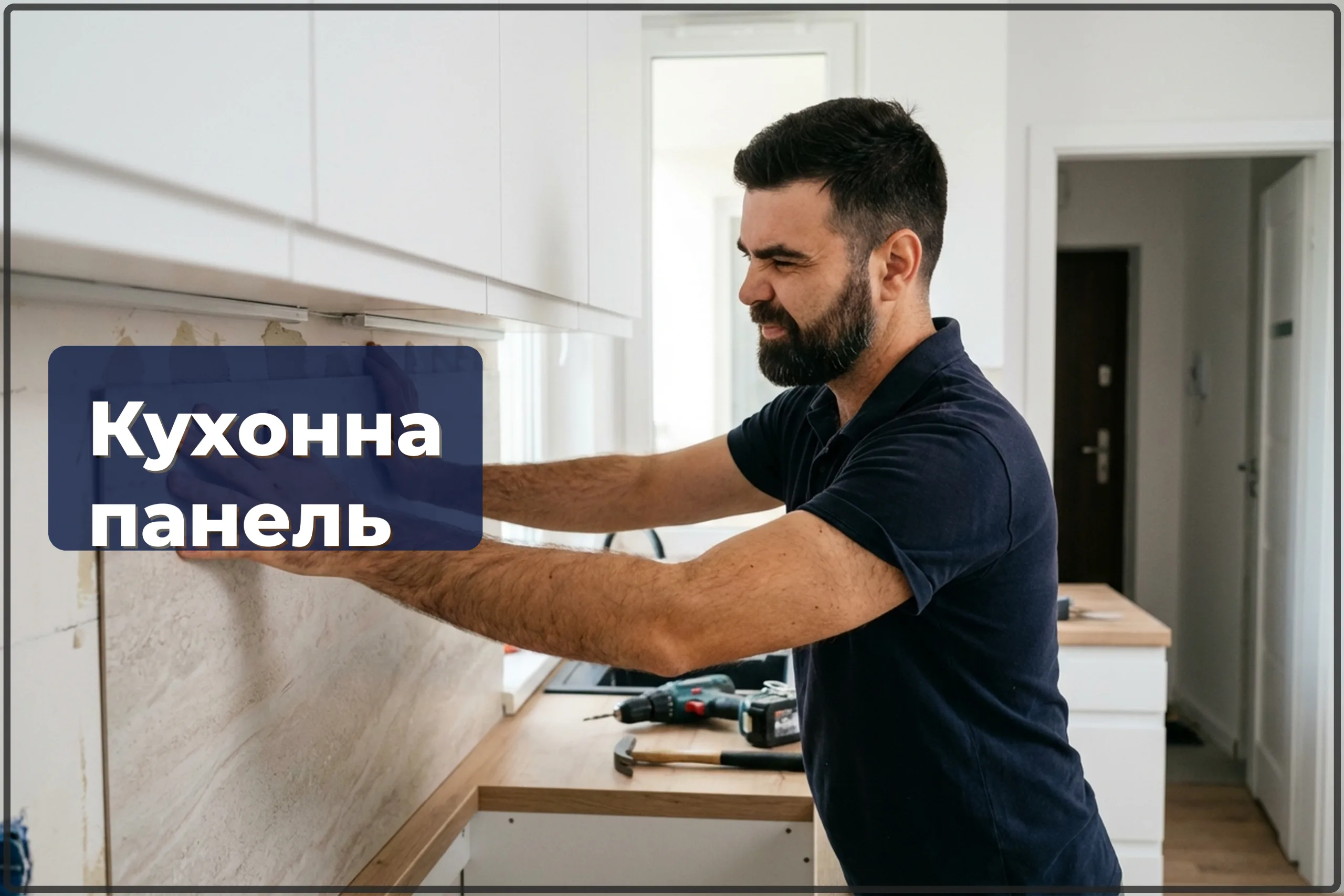 Монтаж стінової панелі на кухні у Варшаві — фартух над стільницею — HandyMan24 Варшава
