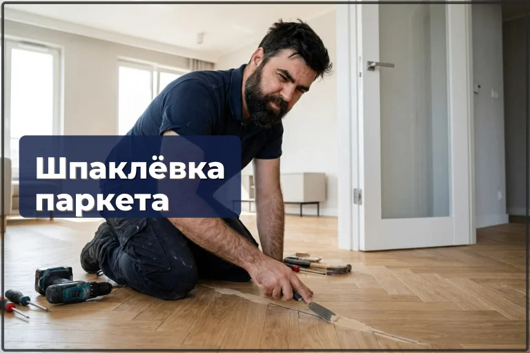 Шпаклёвка паркета в Варшаве — заделка щелей и подготовка к покрытию