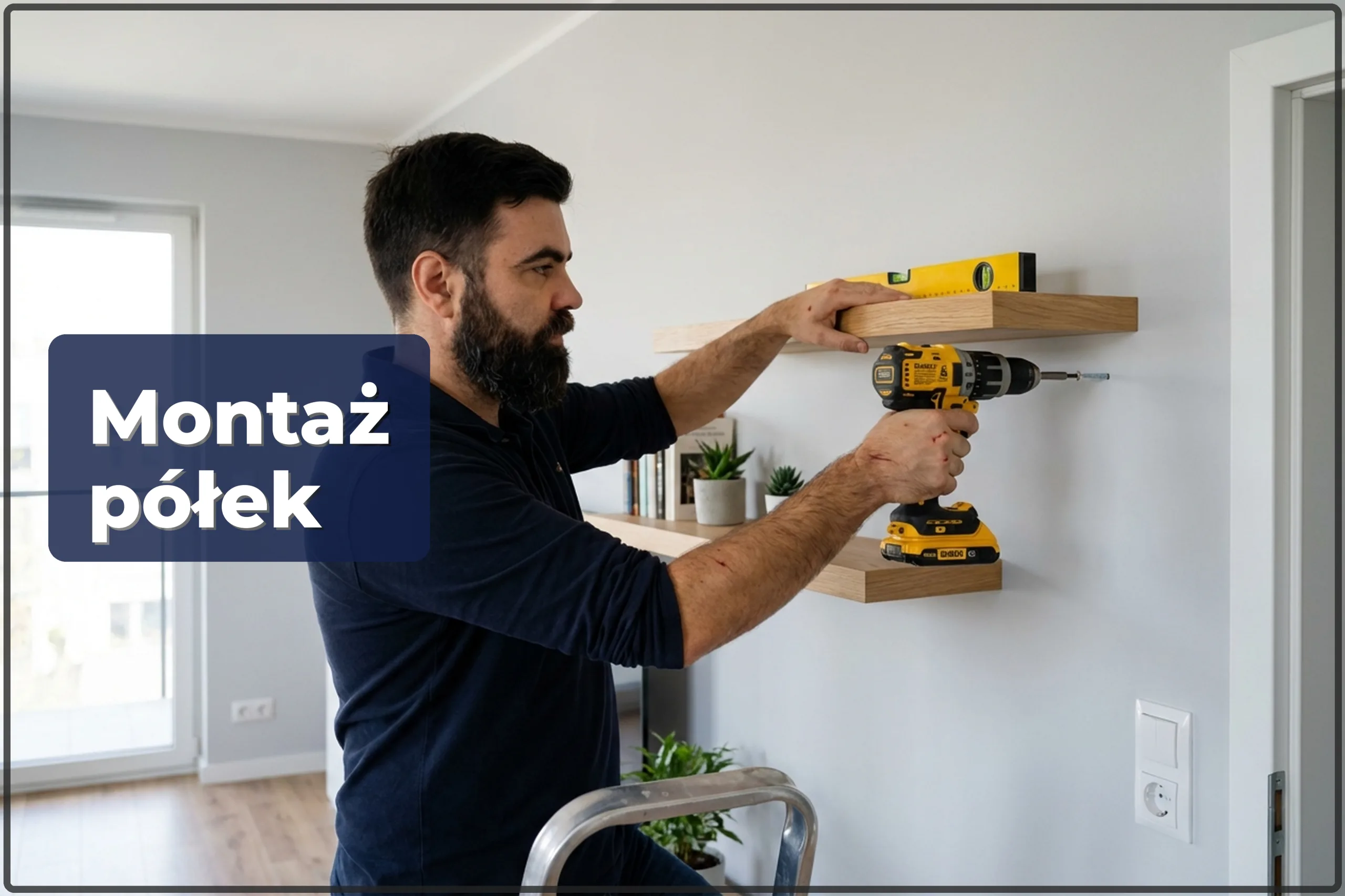 Montaż półek w Warszawie — wiszące, na wspornikach, we wnęce — HandyMan24 Warszawa