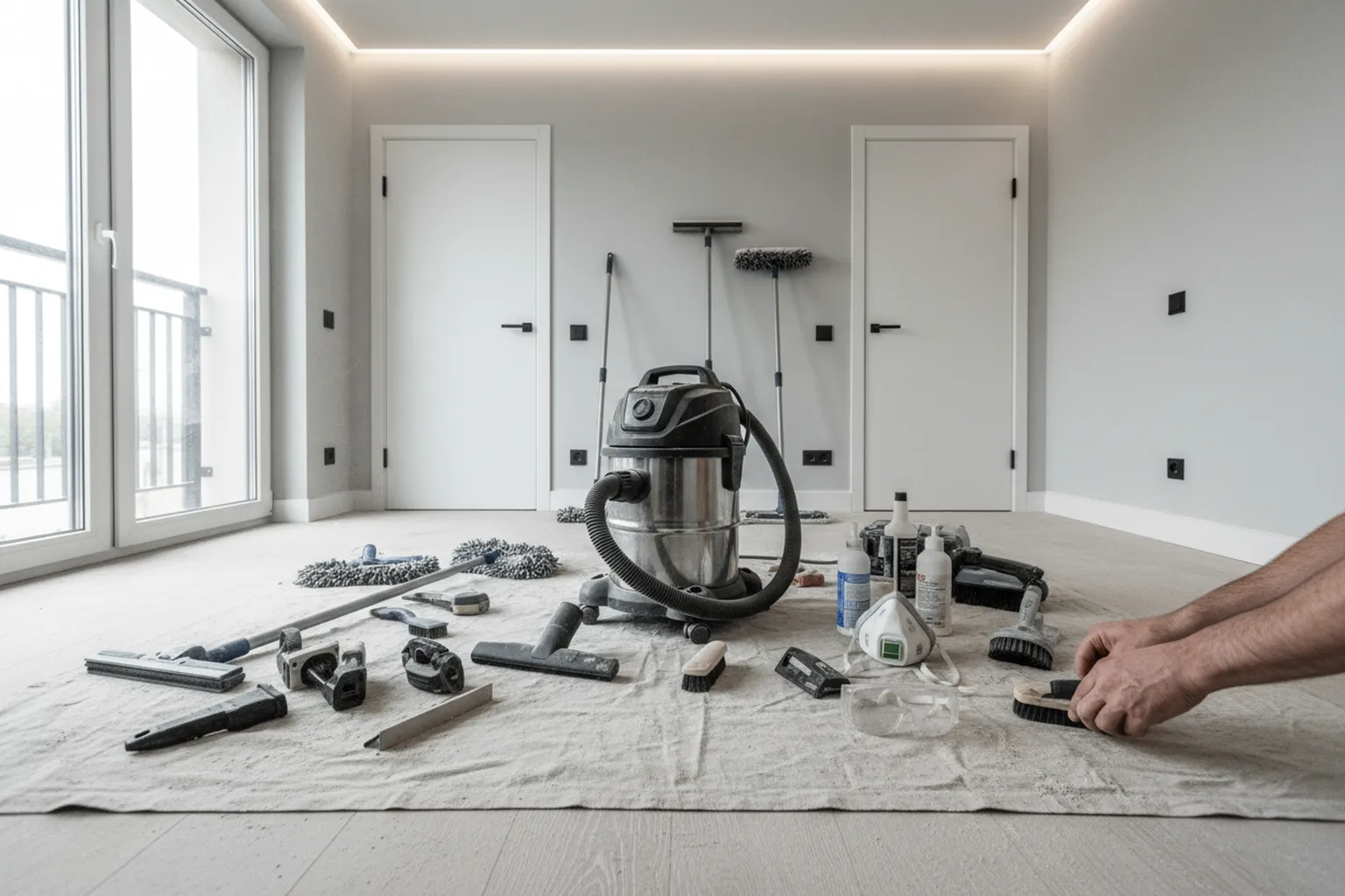 Прибирання після ремонту у Варшаві: майстер HandyMan24 за роботою