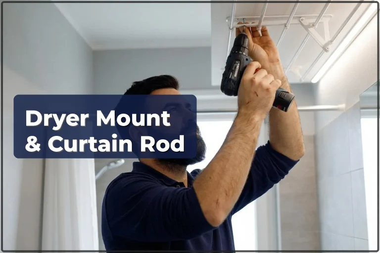 Clothes dryer mount and curtain rod repair in Warsaw