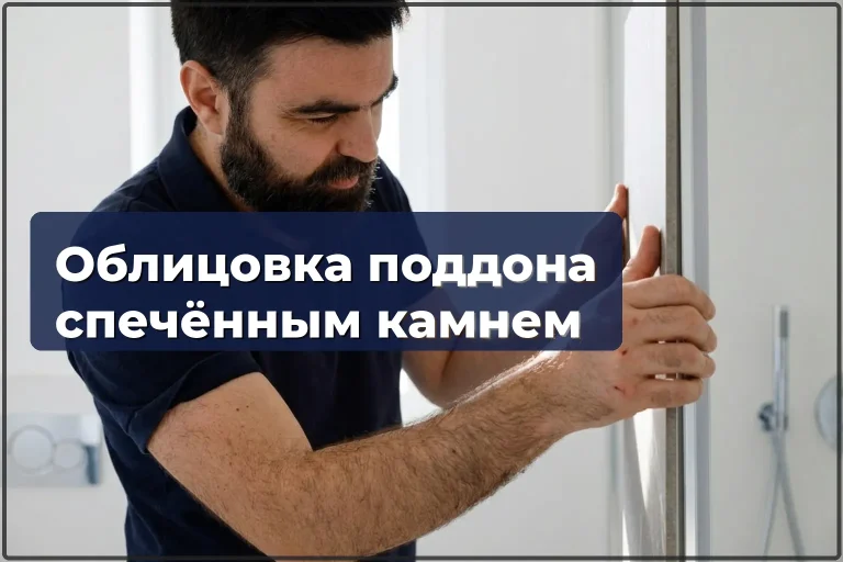 Облицовка душевого поддона спечённым камнем в Варшаве