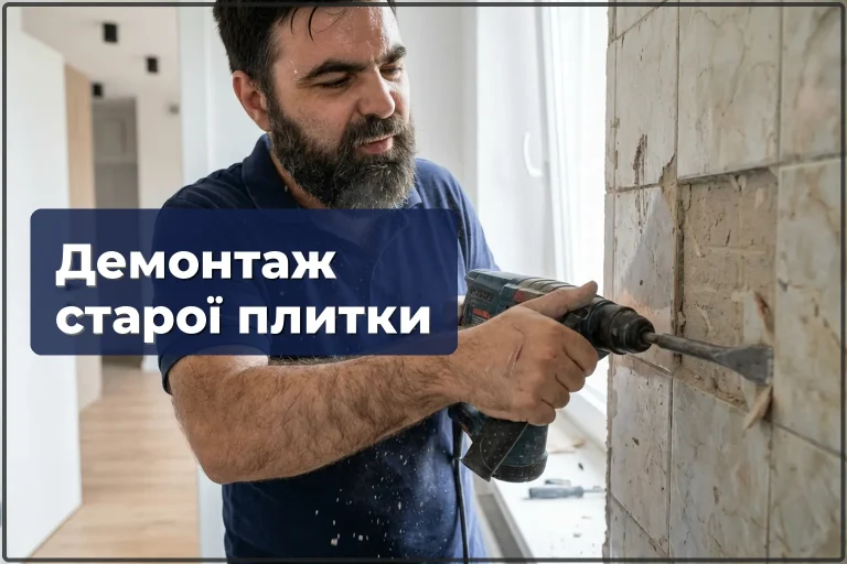 Демонтаж старої плитки у Варшаві — зняття кахлю зі стін та підлоги