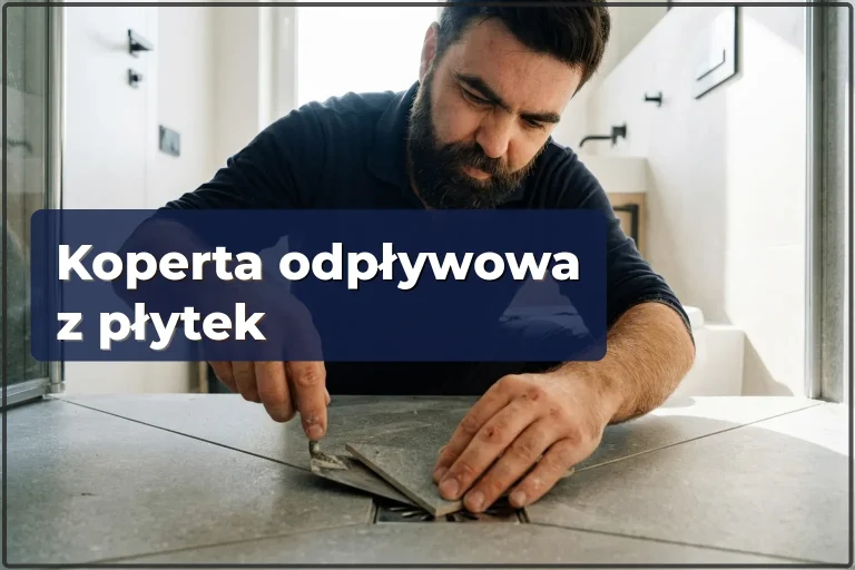 Koperta odplywowa z plytek w Warszawie — spadek do kratki punktowej