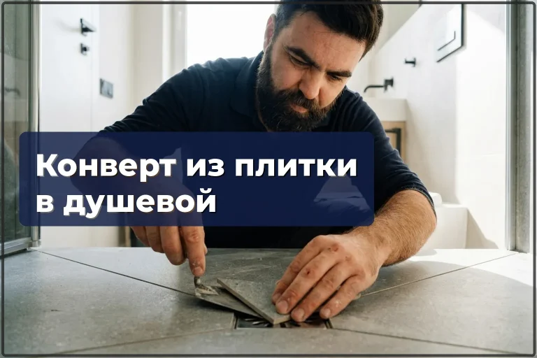 Конверт из плитки в душевой в Варшаве — уклон к точечному трапу