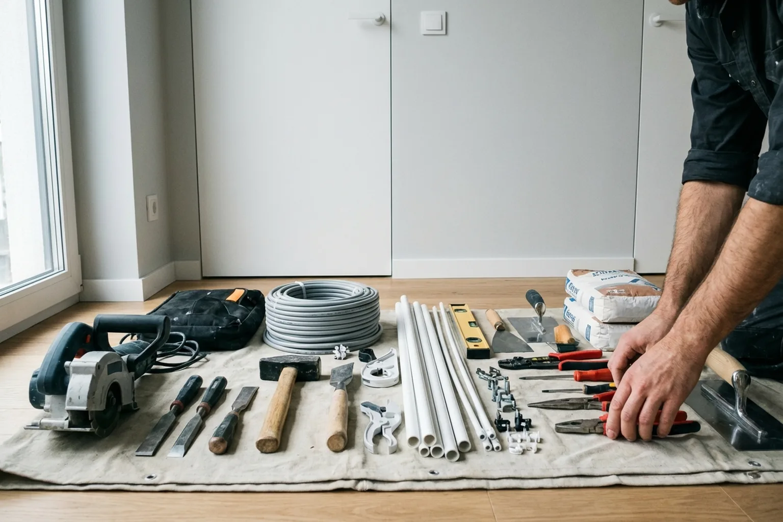 Прокладка электропроводки в Варшаве: мастер HandyMan24 за работой