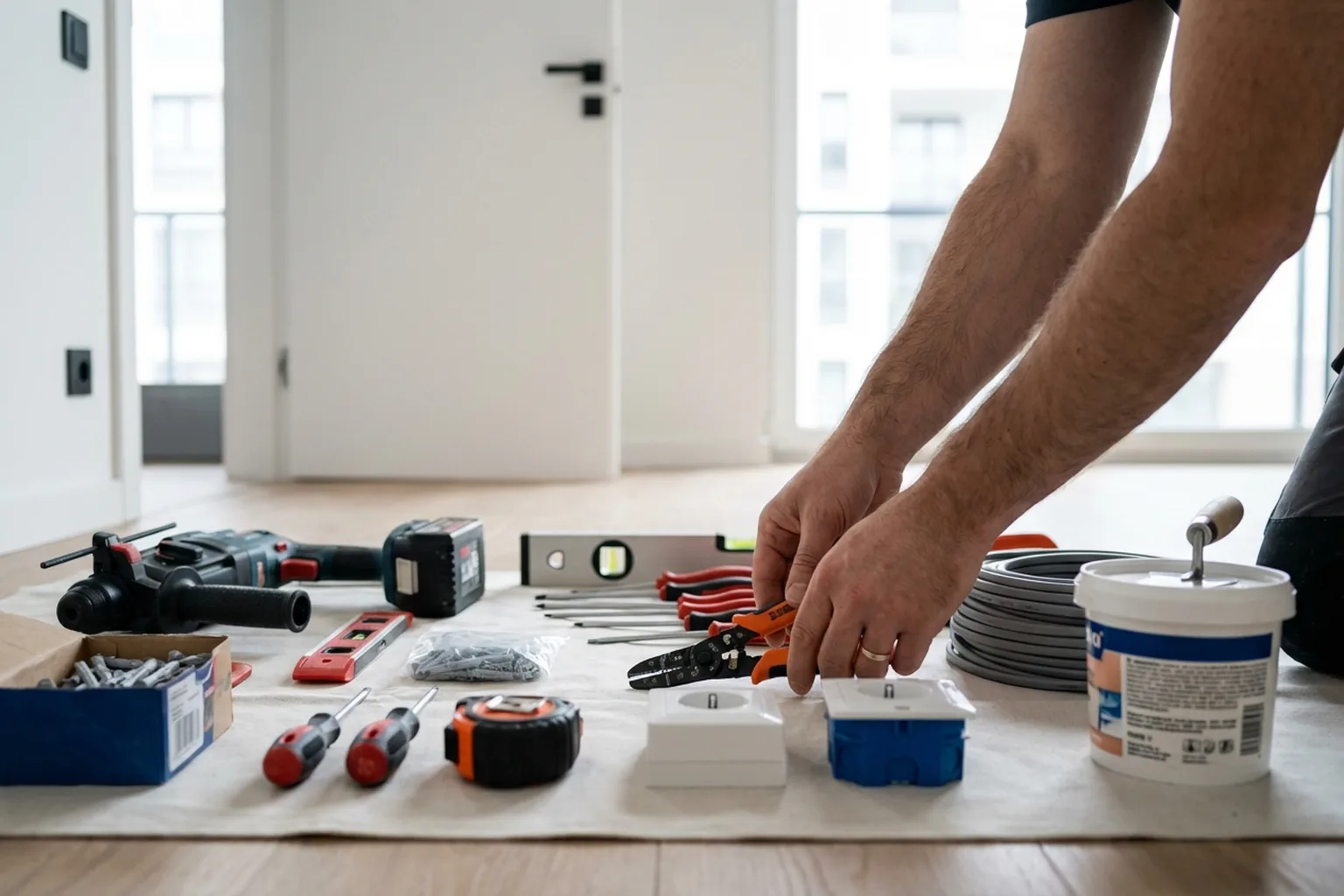 Устройство электрической точки в Варшаве: мастер HandyMan24 за работой