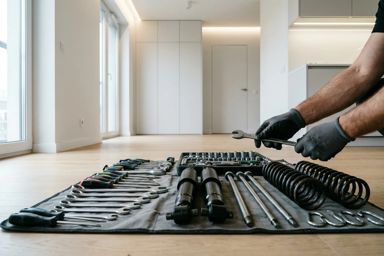Замена амортизаторов стиральной машины в Варшаве: мастер HandyMan24 за работой