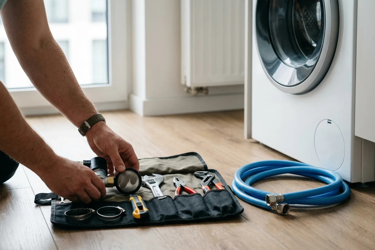 Washing Machine Water Inlet Valve Replacement in Warsaw, a HandyMan24 handyman at work