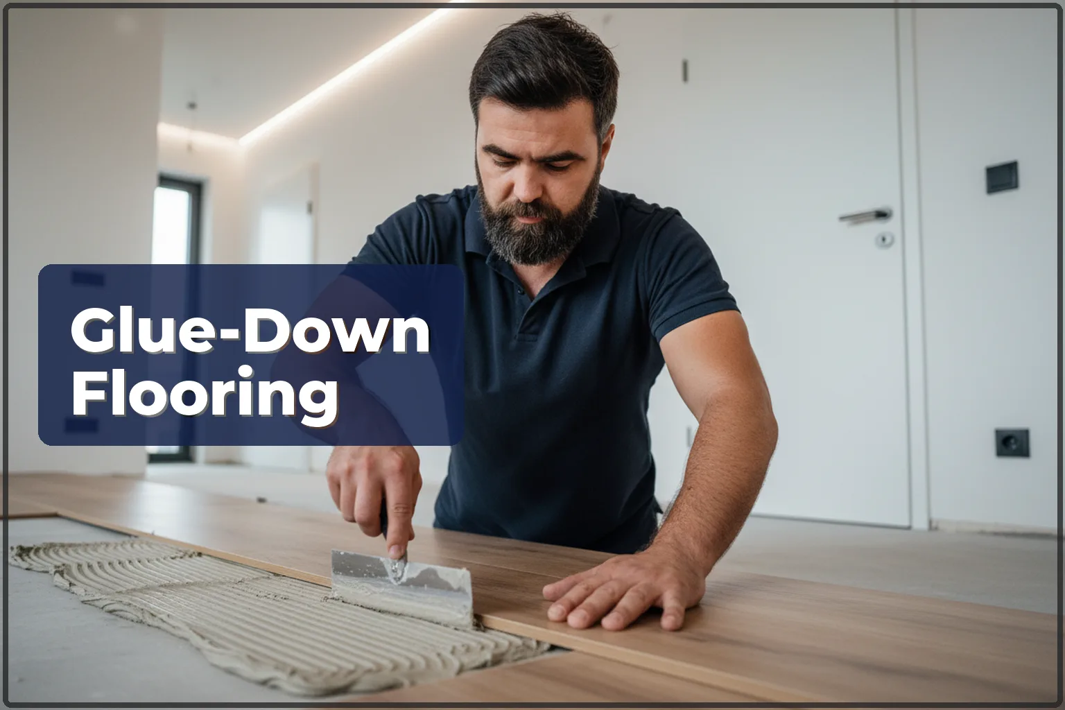 Glue-down flooring installation in Warsaw: solid hold, no creaking