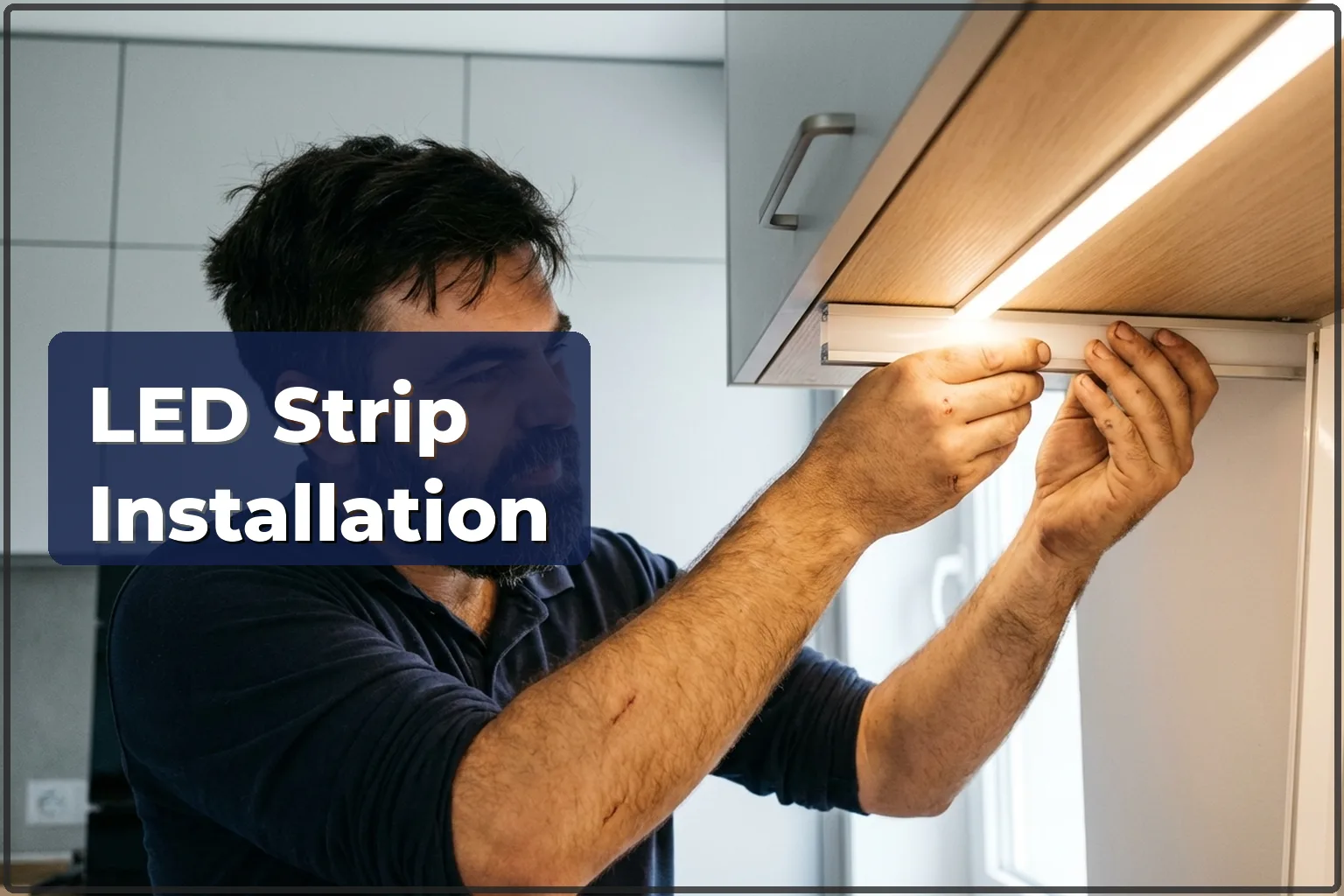 LED strip installation in Warsaw: kitchen, ceiling and furniture