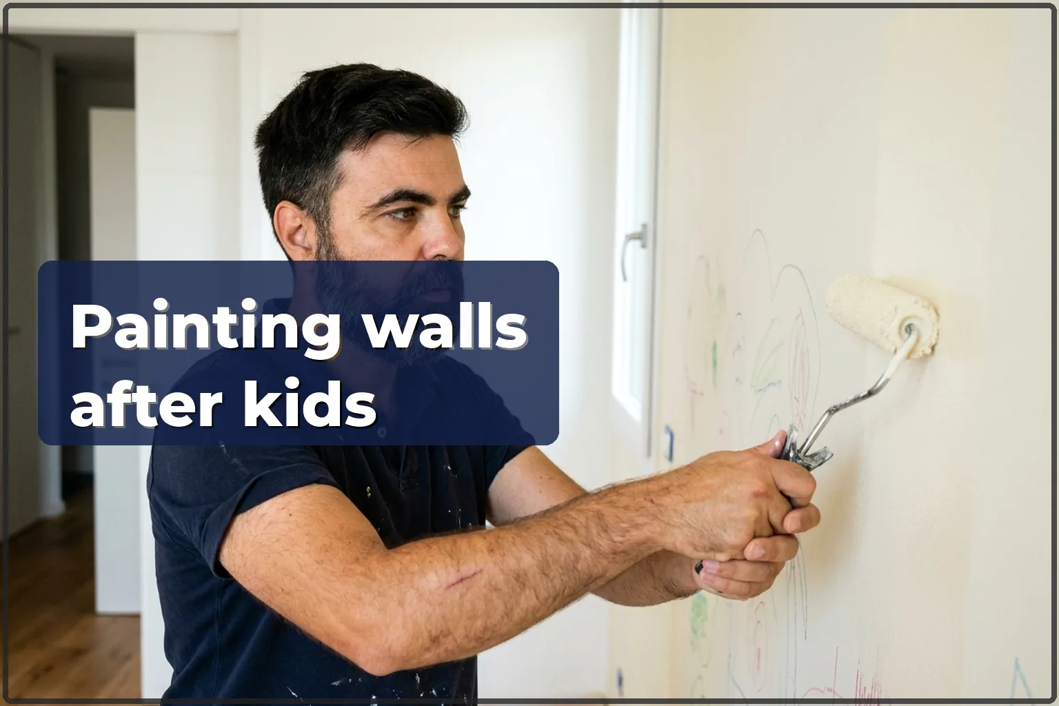 Painting walls after kids in Warsaw — drawings and stains