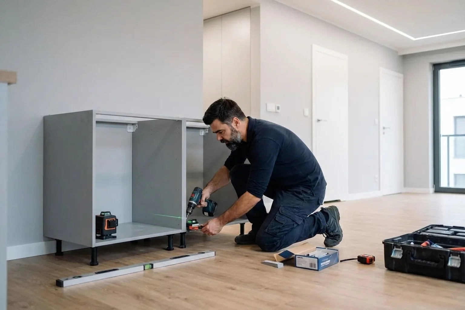 Монтаж кухні IKEA у Варшаві: шафи рівно, без щілин