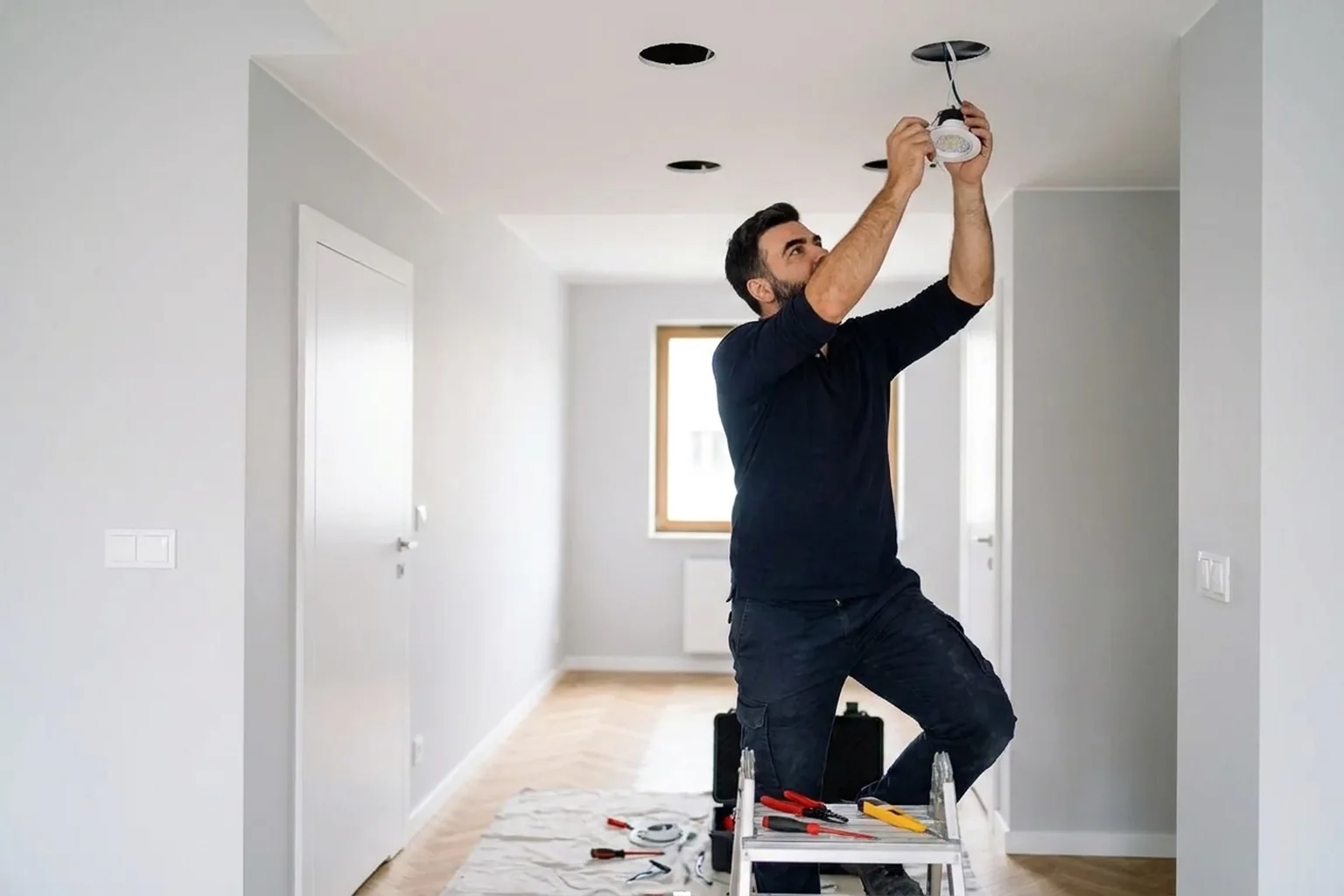Philips Downlight Installation in Warsaw: Straight Rows