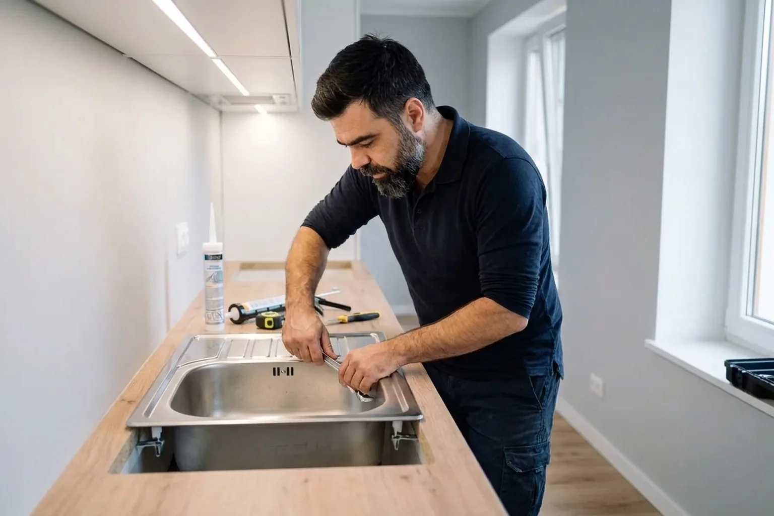 Монтаж мийки IKEA у Варшаві: врізка в кухню з коробок