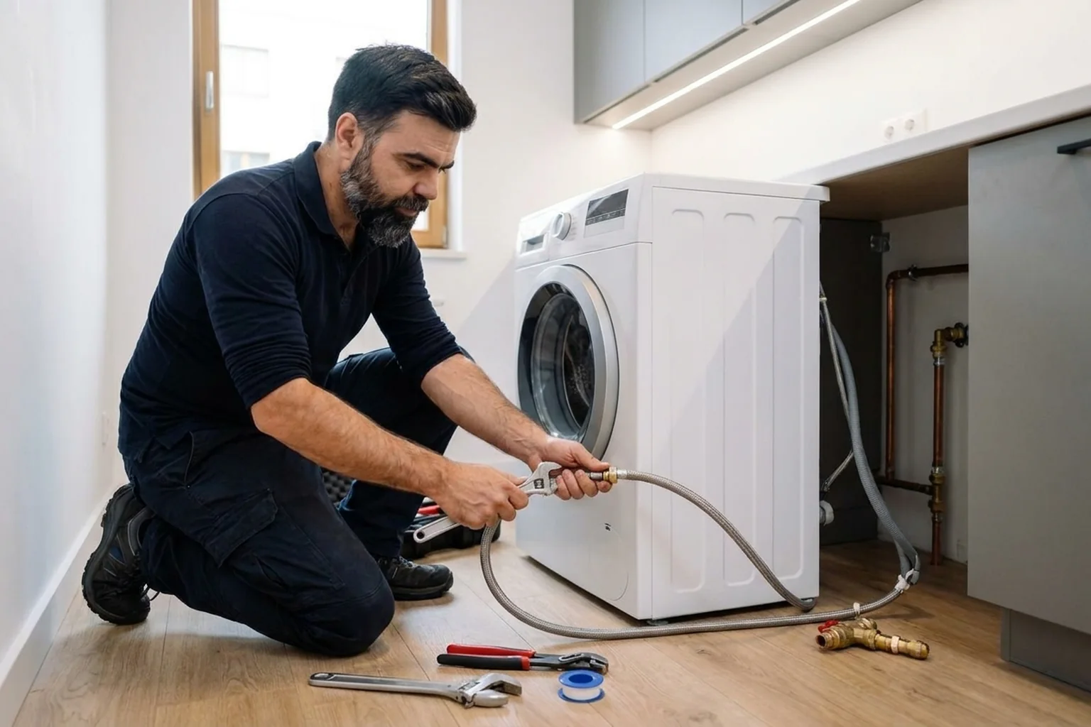 Підключення пральки Whirlpool у Варшаві: фронт, верх, колона