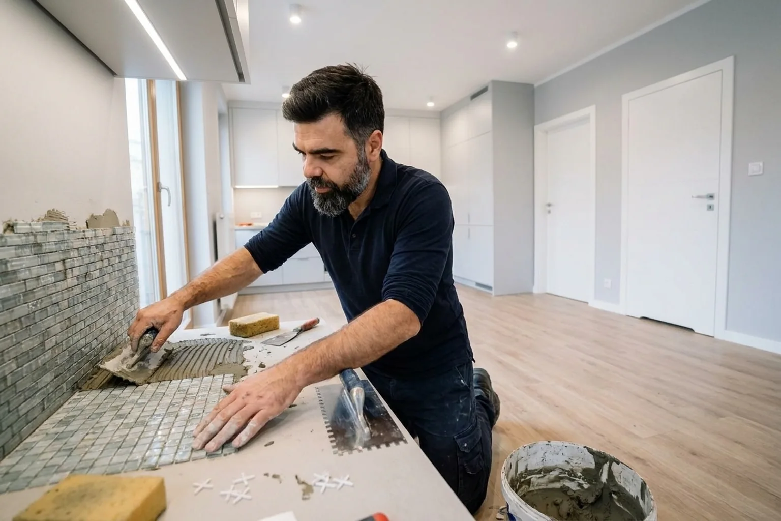 Укладання мозаїки Bisazza у Варшаві: скло без просвітів