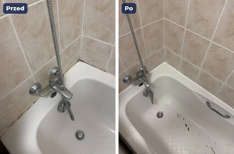 Bath sealant replaced: before and after
